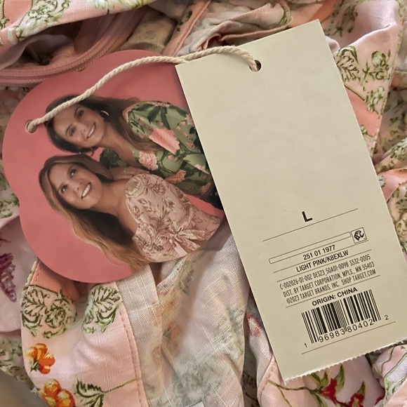 AGUA BENDITA x Target Pink Floral Ruffle Sleeve Tiered Mini Dress Large Blogger - Picture 14 of 14